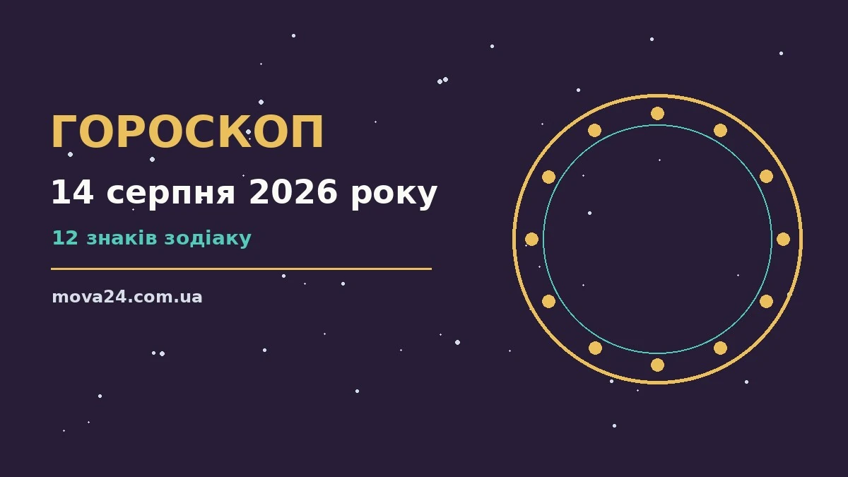Зодіакальні знаки на тлі ранкового неба, гороскоп на 14 серпня 2026