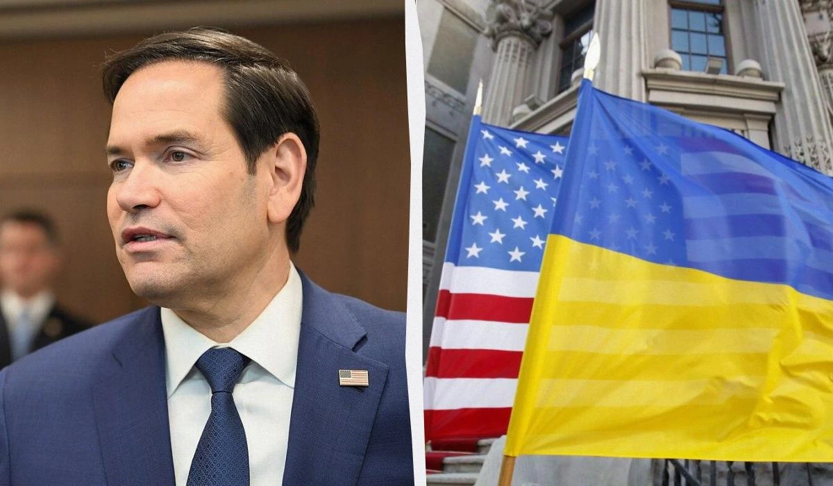 Державний прапор України на тлі прапорів країн-партнерів, що привітали Україну з Днем Незалежності